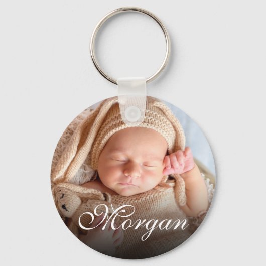 Aangepaste naam en Baby lesscript voor foto's Sleutelhanger (Voorkant)