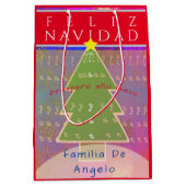 Aangepaste naam en bericht "Feliz Navidad"  Medium Cadeauzakje (Voorkant)