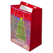 Aangepaste naam en bericht "Feliz Navidad"  Medium Cadeauzakje (Voorkant Gekanteld)