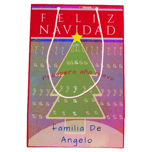 Aangepaste naam en bericht "Feliz Navidad"  Medium Cadeauzakje (Achterkant)