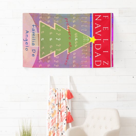 Aangepaste naam en bericht "Feliz Navidad" Spandoek (Insitu)