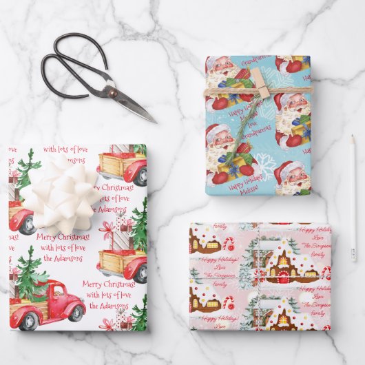 Aangepaste naam en boodschap voor kerstmis inpakpapier vel (Voorkant)