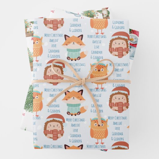 Aangepaste naam en boodschap voor kerstmis inpakpapier vel (In situ)