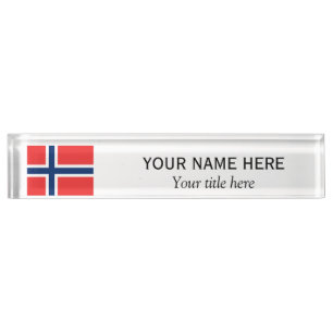 Aangepaste naam en eigen titel Noorse vlag Naambordje