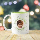 Aangepaste naam en foto - Retro-stijl, vol glimlac Tweekleurige Koffiemok