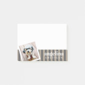 Aangepaste naam en foto van Preppy Grey Striped Pa Post-it® Notes (Voorkant)
