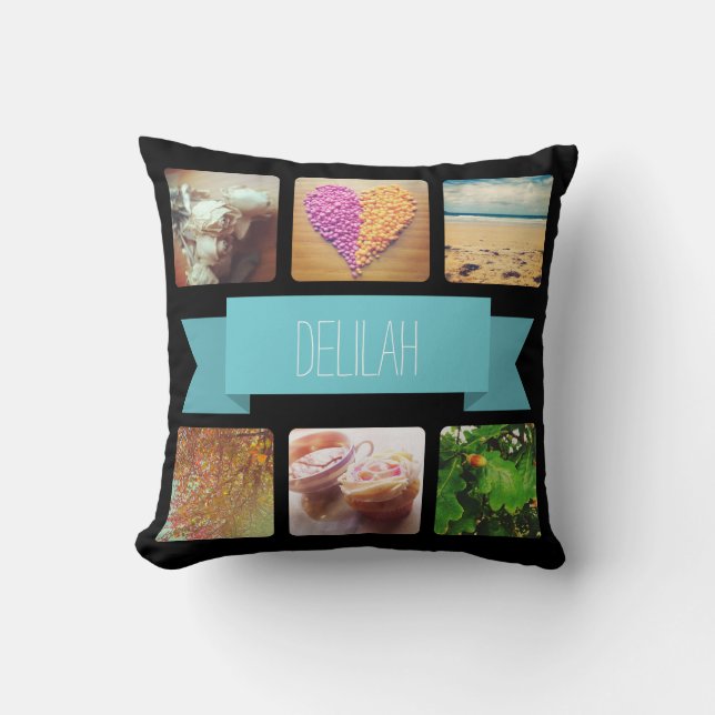 Aangepaste naam en fotoinstallatieschema kussen (Voorkant)