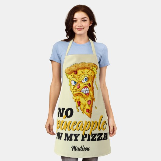 Aangepaste naam en ingrediënt Angry Pizza Schort (Gedragen)
