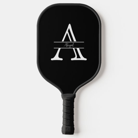 Aangepaste naam en Initiaal zwart Pickleball Paddle (Achterkant)
