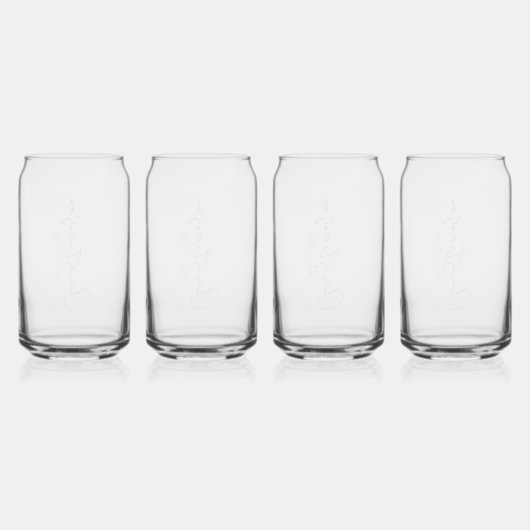 Aangepaste naam en jaar blikvorm glas (Achterkant)