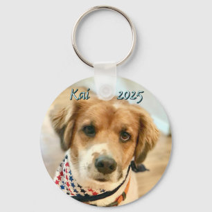 Aangepaste Naam en Jaar Hond Gezicht Sleutelhanger