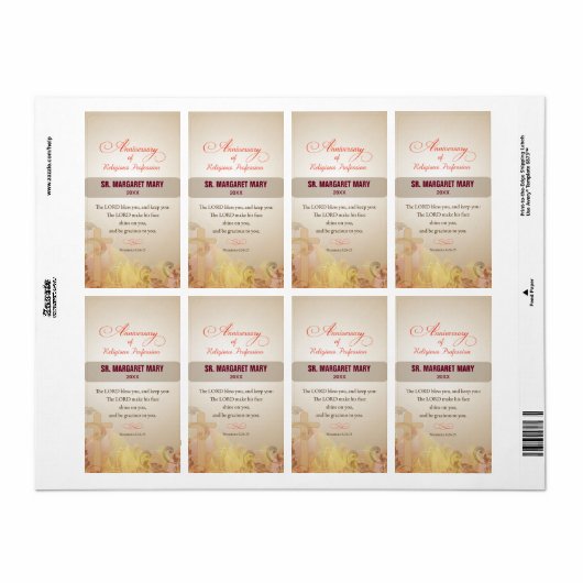 Aangepaste naam en Jaar non, 60e Jubileum Religieu Etiket (Full Sheet)