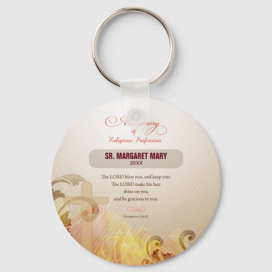 Aangepaste naam en Jaar non, 60e Jubileum Religieu Sleutelhanger (Voorkant)