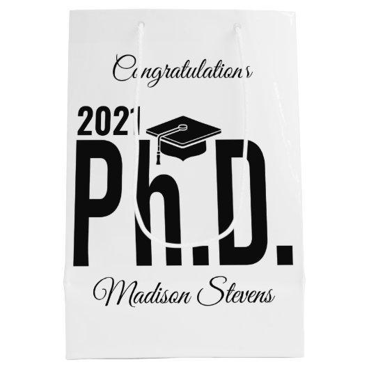 Aangepaste naam en jaardoctoraat medium cadeauzakje (Achterkant)