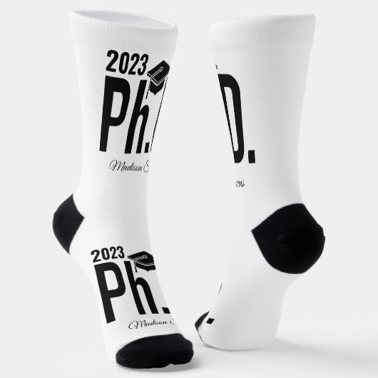 Aangepaste naam en jaardoctoraat sokken (Gebogen)