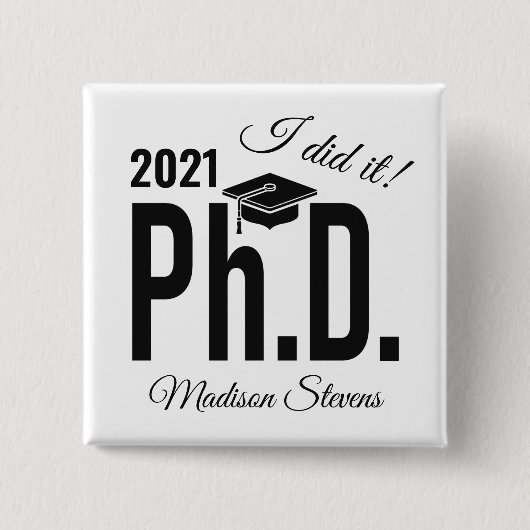 Aangepaste naam en jaardoctoraat vierkante button 5,1 cm (Voorkant)