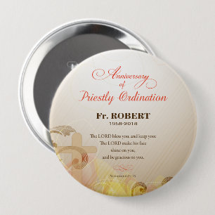 Aangepaste naam en jaarnaam, 60e priesterbestellin ronde button 4,0 cm