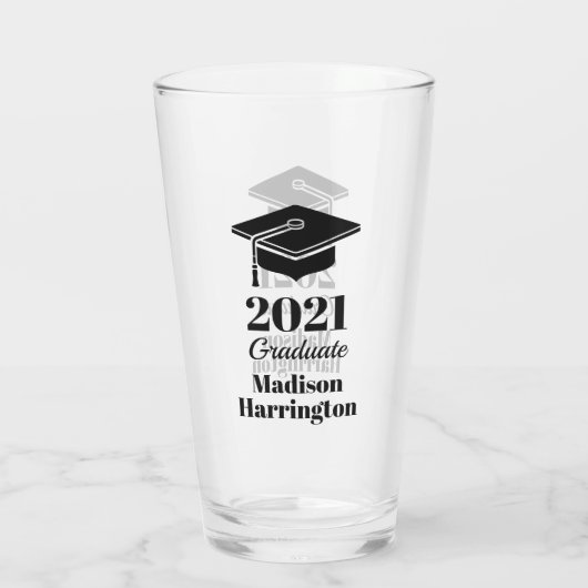 Aangepaste naam en jaartal Afstuderen Glas (Achterkant)