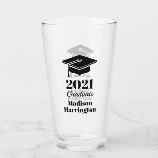 Aangepaste naam en jaartal Afstuderen Glas (Voorkant)