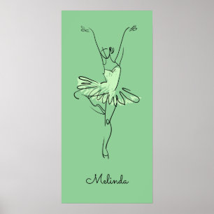 Aangepaste naam en kleur Ballerina-poster Poster