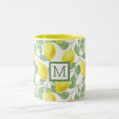 Aangepaste naam en kleur Bright Summer Lemon Tree  Tweekleurige Koffiemok (Center)
