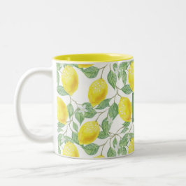 Aangepaste naam en kleur Bright Summer Lemon Tree  Tweekleurige Koffiemok