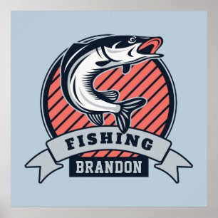 Aangepaste naam en kleur Fisher-poster Poster