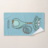 Aangepaste naam en kleur Funny Cat handdoek set (Handdoek)