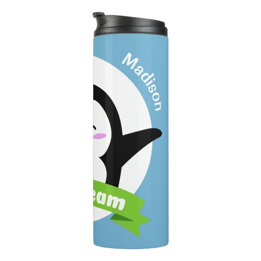 Aangepaste naam en kleur Ice Cream Penguin-tumbler Thermosbeker (Geroteerd rechts)