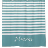 Aangepaste naam en kleur met witte strepen douchegordijn (Voorkant)