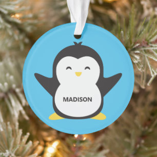 Aangepaste naam en kleur schattige pinguïn ornament