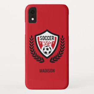 Aangepaste naam en kleur Telefoongevallen Voetbal  iPhone XR Hoesje