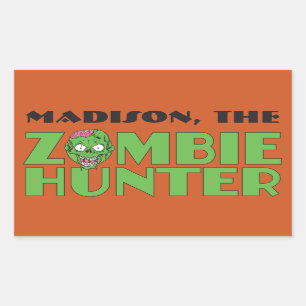 Aangepaste naam en kleur Zombie Hunter-stickers Rechthoekige Sticker