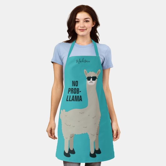 Aangepaste naam en kleurpron voor Cool Llama Schort (Gedragen)
