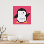 Aangepaste naam en kleurrijk pinguïn poster (Keuken)