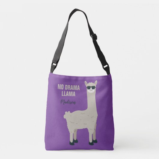 Aangepaste naam en kleurtassen voor Cool Llama Crossbody Tas (Achterkant)