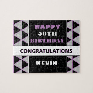 Aangepaste naam en leeftijd 50e verjaardag puzzel legpuzzel