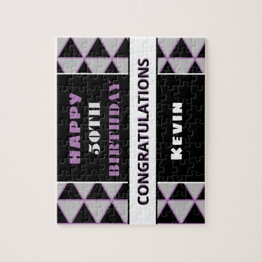 Aangepaste naam en leeftijd 50e verjaardag puzzel legpuzzel (Verticaal)