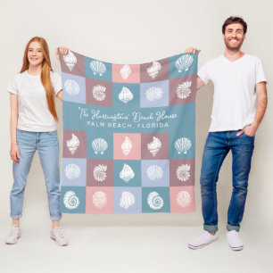 Aangepaste naam en locatie Seashells Patroon Fleece Deken