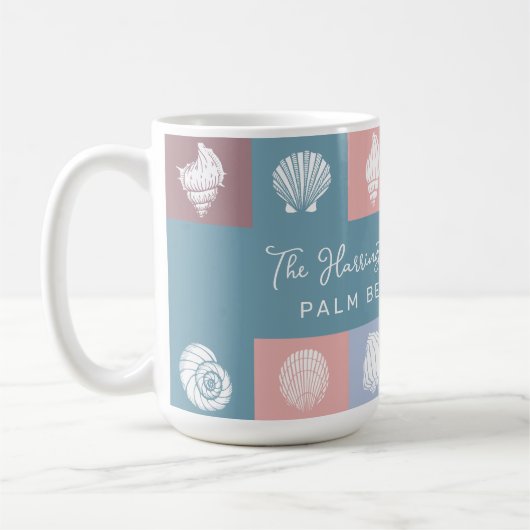 Aangepaste naam en locatie Seashells Patroon Koffiemok (Links)