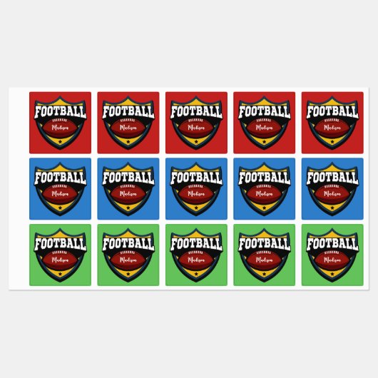 Aangepaste naam en Logo Football kleur Labels (Vel)