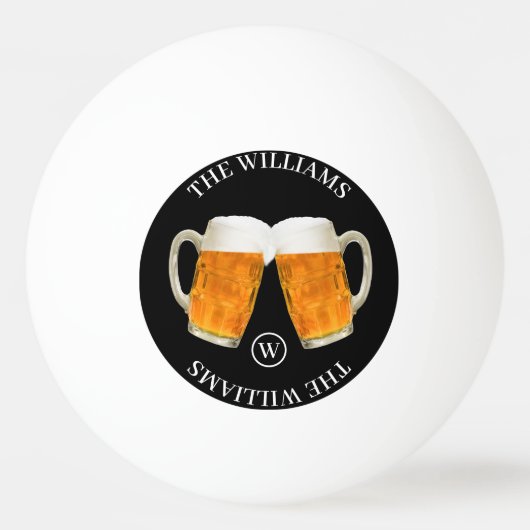 Aangepaste naam en monogram bier zwart pingpongballen (Achterkant)