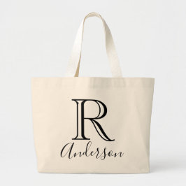 Aangepaste naam en monogram grote tote bag