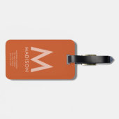 Aangepaste naam en monogram | Modern minimalisme Bagagelabel (Achterkant horizontaal)