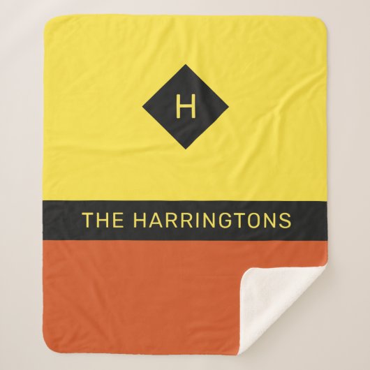 Aangepaste naam en monogram sherpa deken (Voorkant)