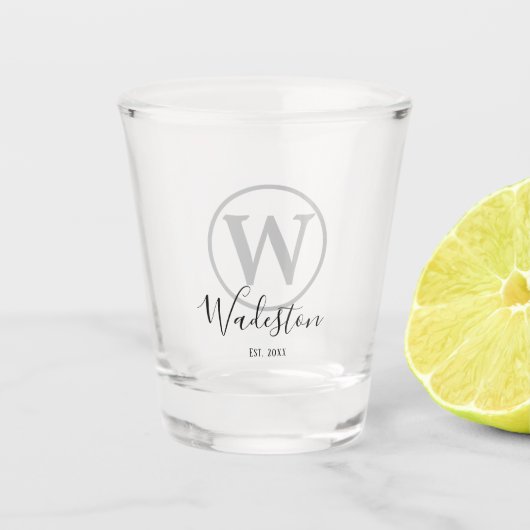 Aangepaste naam en monogram Vastgesteld cirkelontw Shot Glas (Voorkant)