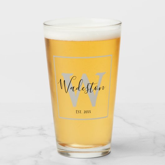 Aangepaste naam en monogram vastgesteld glas (Voorkant gevuld)