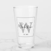 Aangepaste naam en monogram vastgesteld glas (Voorkant)