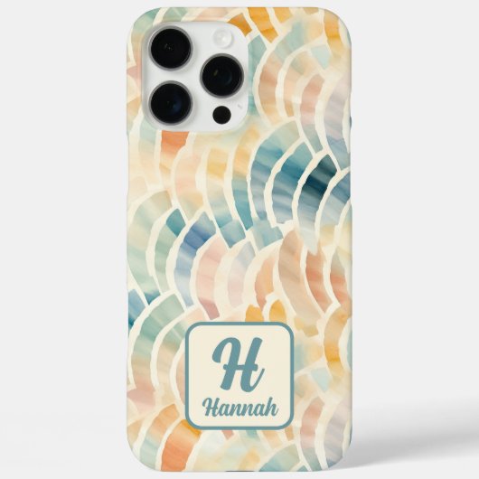 Aangepaste Naam en Monogrammed Waterverf Patroon Case-Mate iPhone Case (Achterkant)