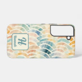 Aangepaste Naam en Monogrammed Waterverf Patroon Samsung Galaxy Hoesje (Achterkant horizontaal)